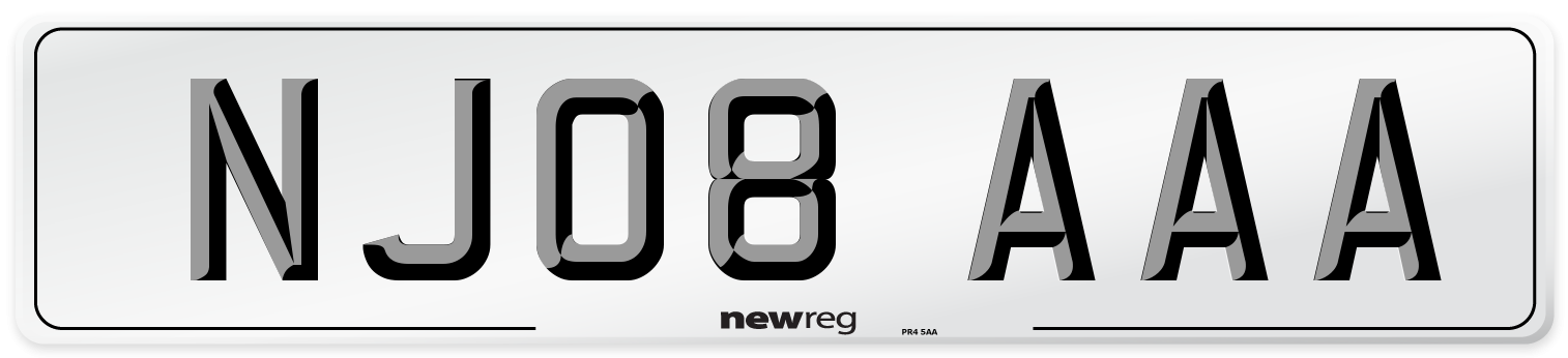 NJ08 AAA Number Plate from New Reg